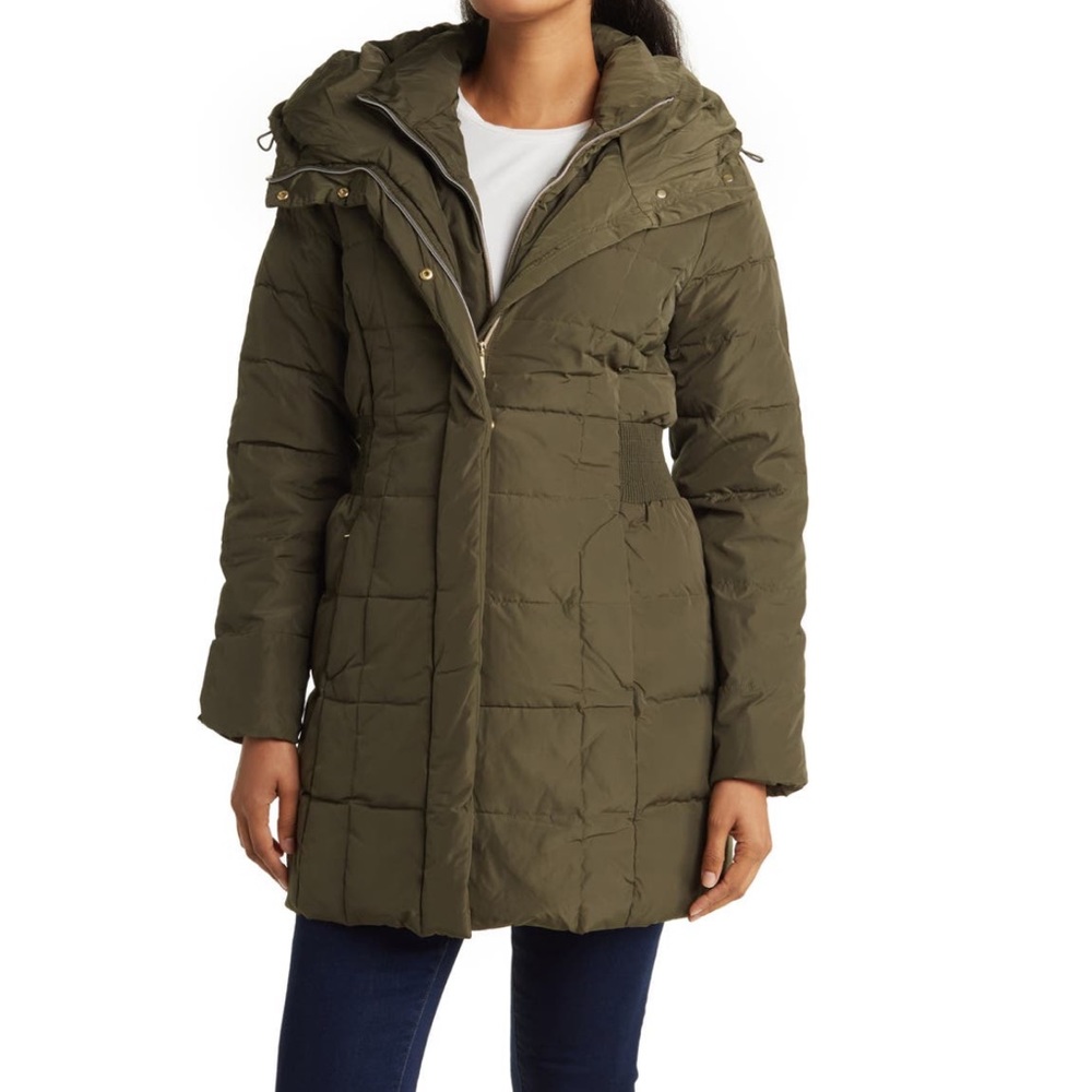 # Cole Haan Hooded Down & Feather Jacket In Olive Color- Size Small - Reemoly